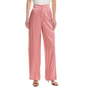 NWT ASTR The Label High-waisted Pink Satin Pants Size Large 100% Viscose